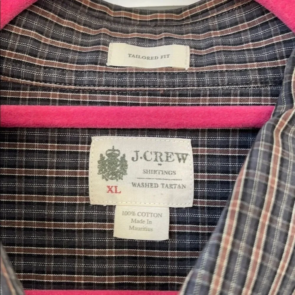 J Crew Washed Tartan Tailored Fit Plaid Shirt XL